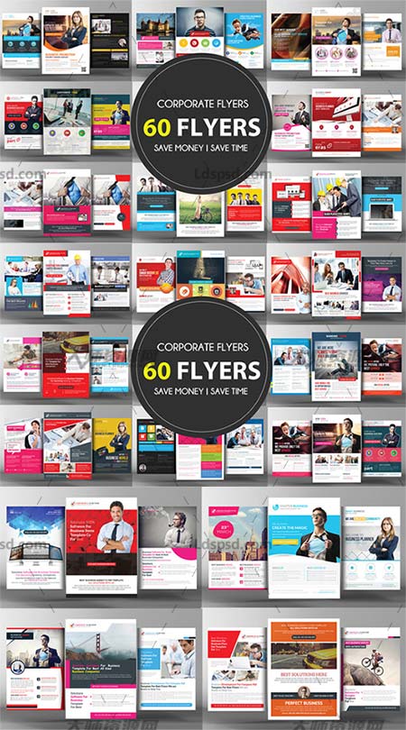 60 Corporate Business Flyers Bundle,60个通用型商业传单模板合集
